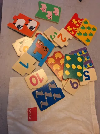 Puzzle Montessori Madera Animales Números