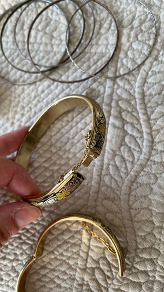 Lote de pulseras doradas oro de toledo damasquinod