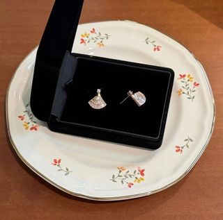 Pendientes oro champán abanico