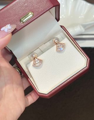 Pendientes oro champán abanico