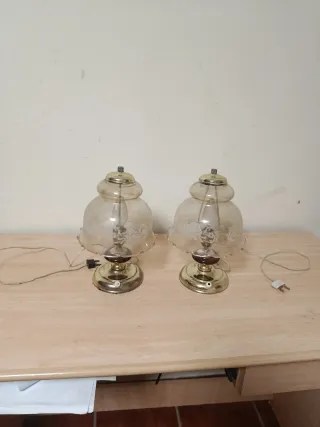 Coppia di lampade antiche dorate