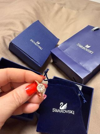 Anillo Swarovski Baño Oro Rosa