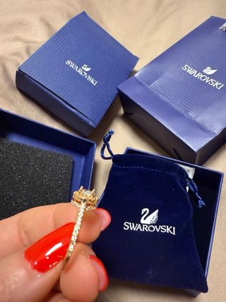 Anillo Swarovski Baño Oro Rosa