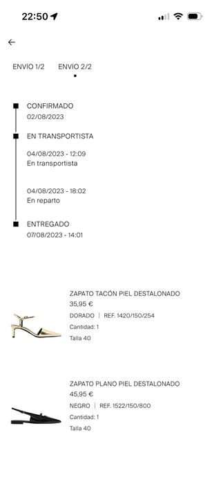 Zapatos dorados piel destalonados T40