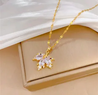 Colgante y pendientes hoja circonita sintéticas