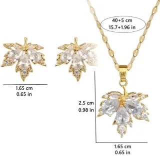 Colgante y pendientes hoja circonita sintéticas