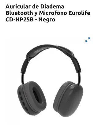 Auriculares Diadema Bluetooth Eurolife negros