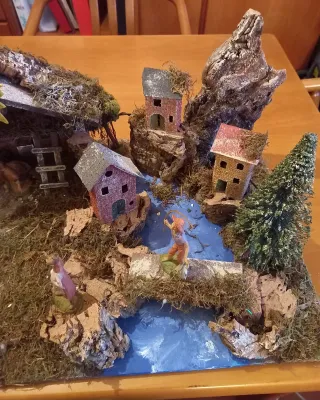 Presepe presepio artigianale con luci