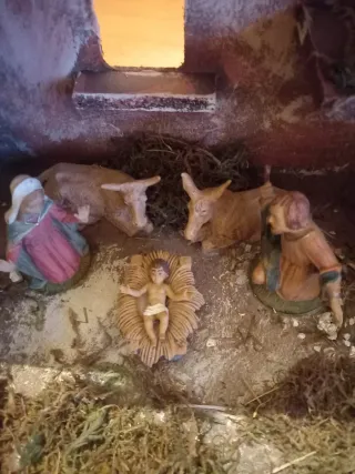 Presepe presepio artigianale con luci