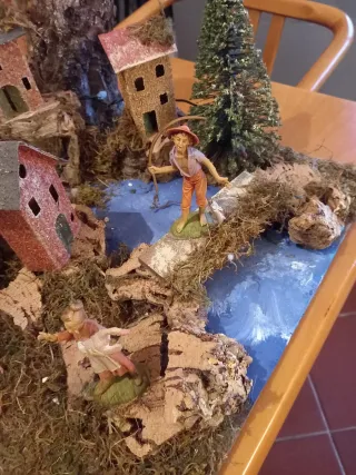 Presepe presepio artigianale con luci