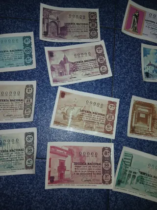 Lotería Nacional Billetes Antiguos 1965 colección