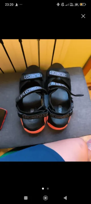 Sandalias Munich Negras y Naranja de mujer