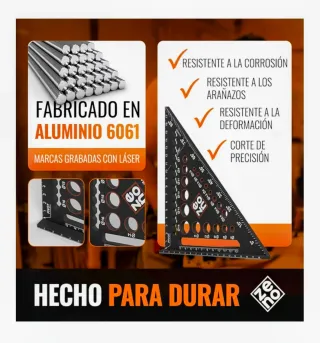 Escuadra Carpintero Zeno 180mm.  5 en 1. Metalica