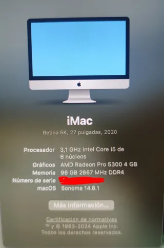 iMac Retina 5K 27' 2020 96GB RAM