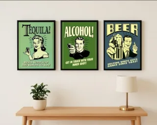 Set 3 Quadri Tequila, Alcohol, Beer