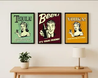 Set 3 Quadri Tequila, Beer, Vodka