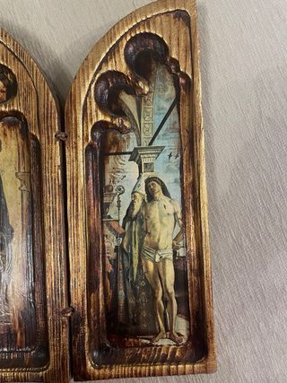 Tríptico religioso plegable estilo bizantino