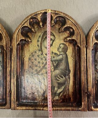 Tríptico religioso plegable estilo bizantino