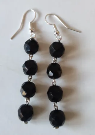 Conjunto Onix y Plata: Collar, Pulsera y Pendiente