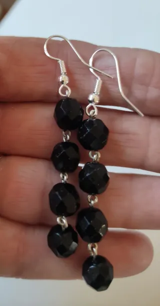 Conjunto Onix y Plata: Collar, Pulsera y Pendiente