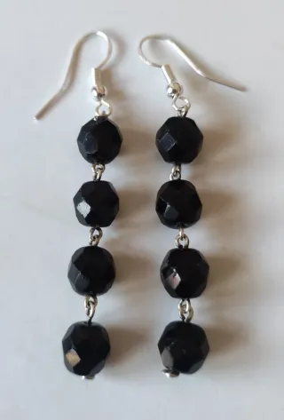 Conjunto Onix y Plata: Collar, Pulsera y Pendiente