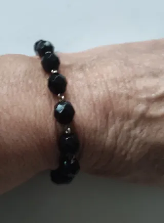 Conjunto Onix y Plata: Collar, Pulsera y Pendiente