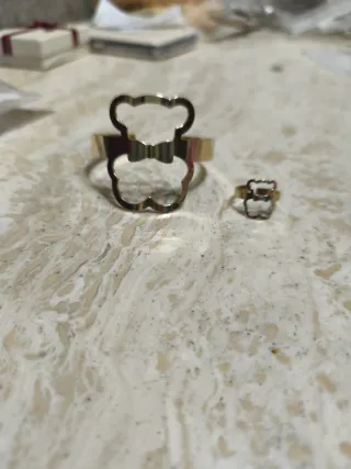 Pulsera y Anillo Oso Dorado