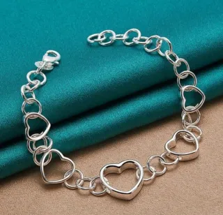 Pulsera Plata Ley Corazones