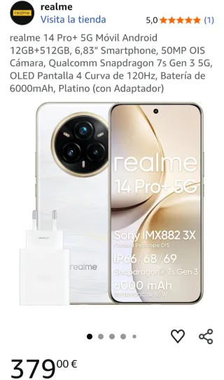 Móvil Realme 14 Pro+ 5G Blanco/Dorado (SIN ABRIR)