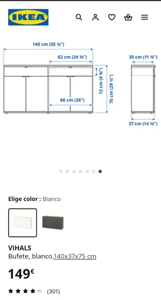 Aparador Ikea vihals blanco