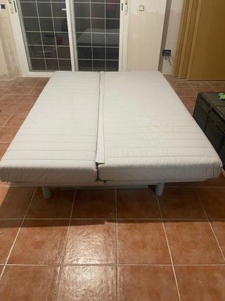 Sofá cama / gris claro reclinable – 140x200