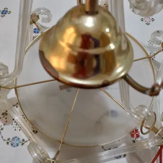 Lámpara de techo cristal y metal dorado