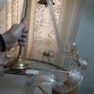 Lámpara de techo cristal y metal dorado