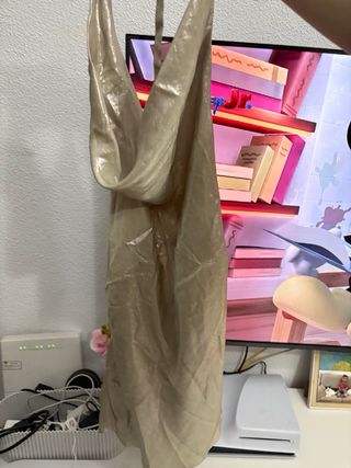 Vestido fiesta Zara dorado plateado