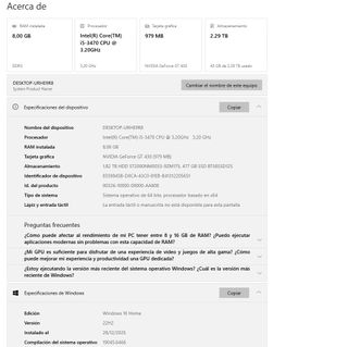 PC de escritorio Asus Core I5