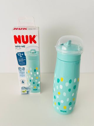 Garrafa NUK com palhinha (Bolinhas Menta) - NOVA