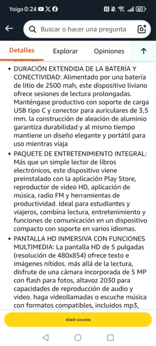 Libro Electrónico 5" con funda