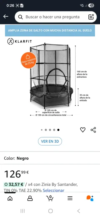 Cama elástica Klarfit 140 cm