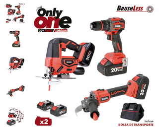 Pack Taladro, Radial y Caladora 20V Only One