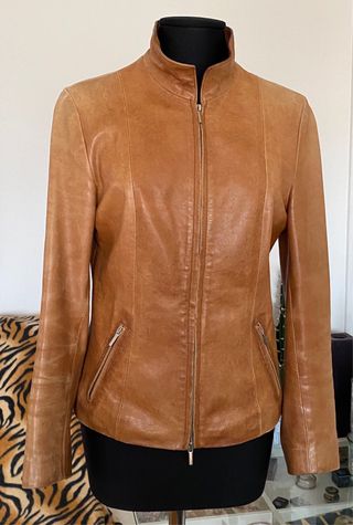 Giacca in pelle marrone chiaro taglia 42/M