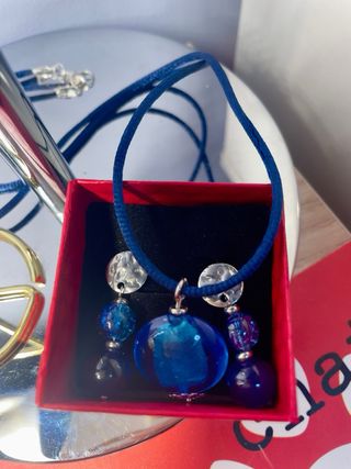 Conjunto Cristal Murano y Lapislázuli