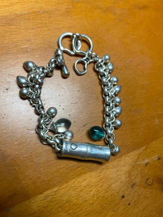 Pulsera Plata Bañada con Colgantes hecha a mano