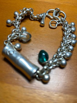 Pulsera Plata Bañada con Colgantes hecha a mano