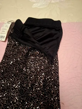 Pantalón Mango Negro/Plata Lentejuelas Nuevo