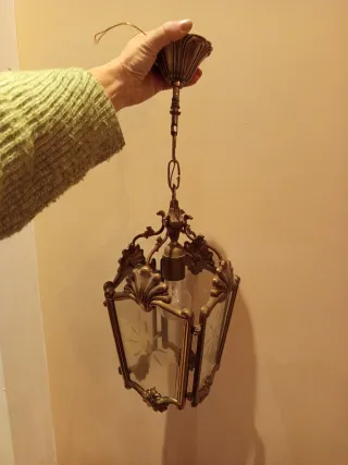 Farol de bronce y cristal 37cm