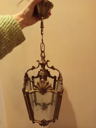 Farol de bronce y cristal 37cm