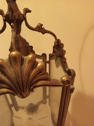 Farol de bronce y cristal 37cm