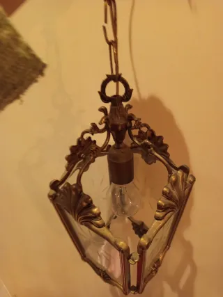 Farol de bronce y cristal 37cm