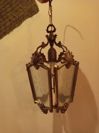 Farol de bronce y cristal 37cm