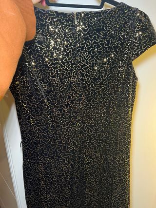 Vestido Mango fiesta lentejuelas negro talla M